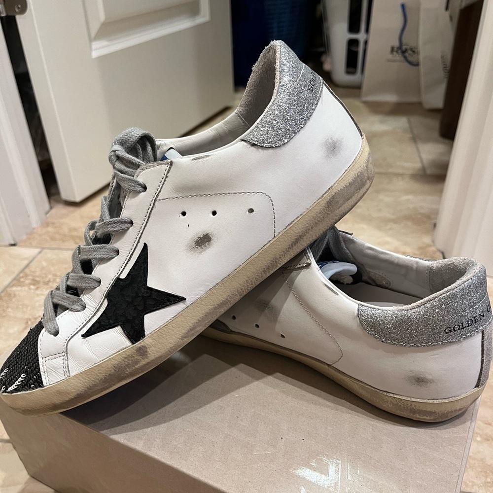 Golden goose super star black/silver sneaker size 9/39